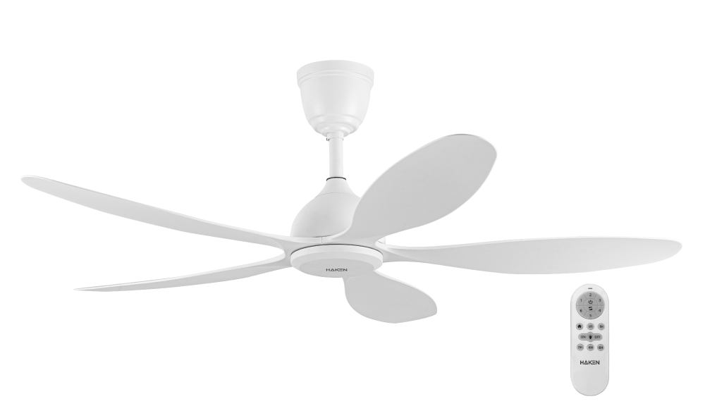 Quạt trần DC 52inch, 5 cánh, động cơ 38W, màu gỗ nhạt+trắng