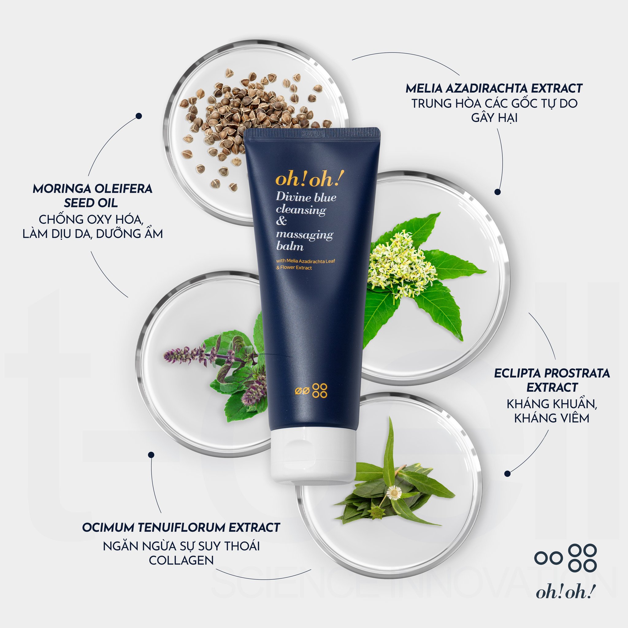Oh!Oh! Divine Blue Cleansing & Massaging Balm - Sáp Tẩy Trang Làm Sạch Sâu, Trẻ Hóa Da