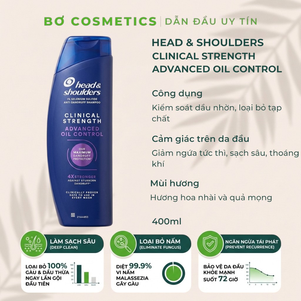 Dầu Gội Head & Shoulders Clinical Strength Advanced Oil Control - Kiểm Soát Dầu Nhờn & Đặc Trị Gàu