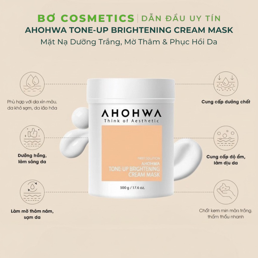 Mặt Nạ Ủ Trắng AHOHWA Tone-Up Brightening Cream Mask