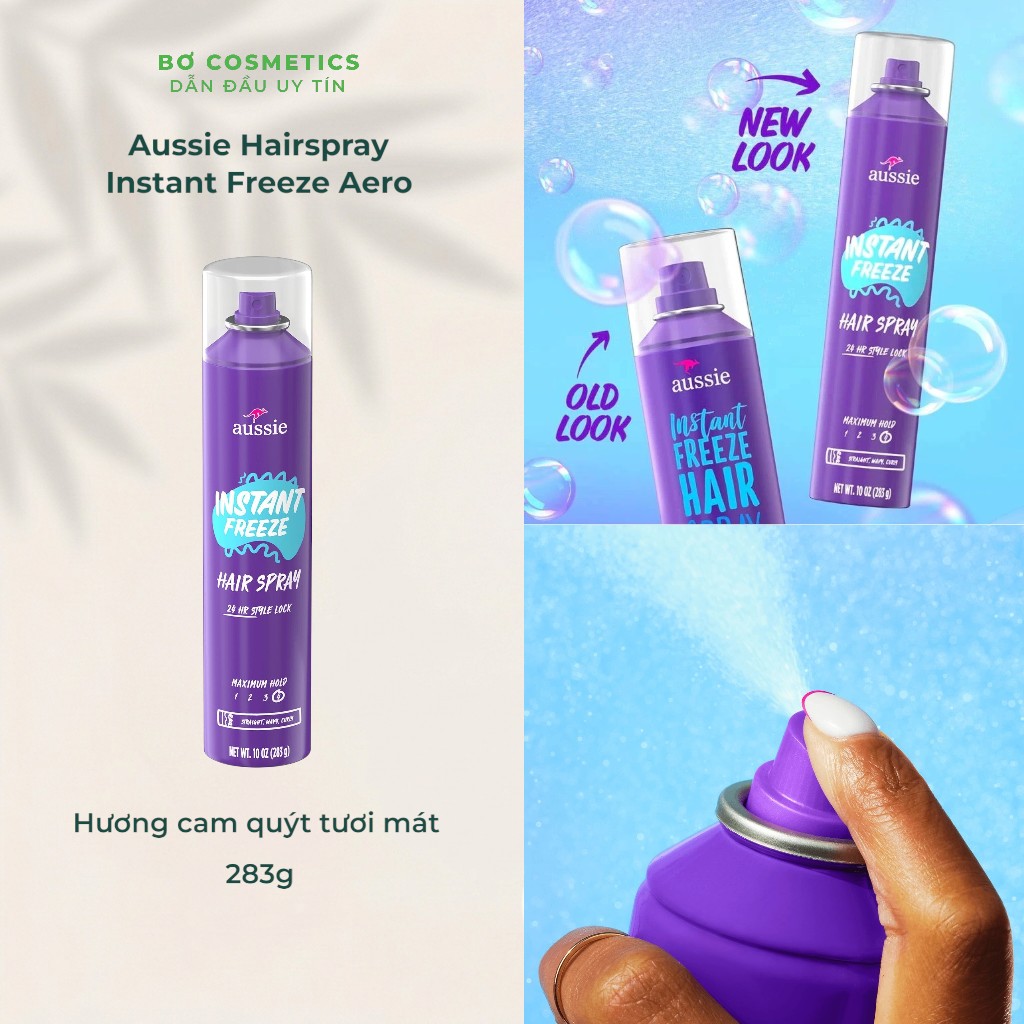 Keo Xịt Tóc Aussie Instant Freeze Hair Spray - Giữ Nếp Suốt 24 Giờ