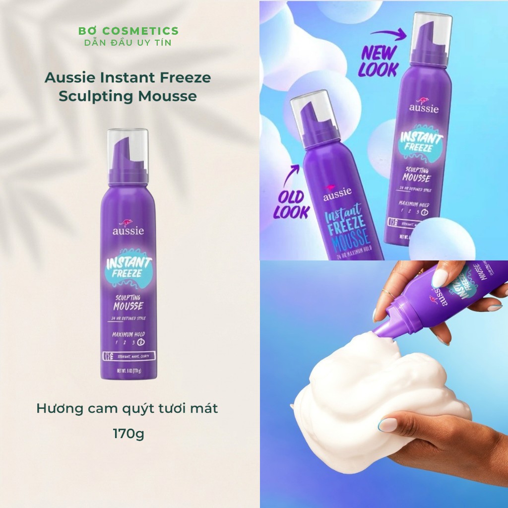Xịt Bọt Tạo Kiểu Tóc, Làm Phồng Tóc Aussie Instant Freeze Sculpting Mousse