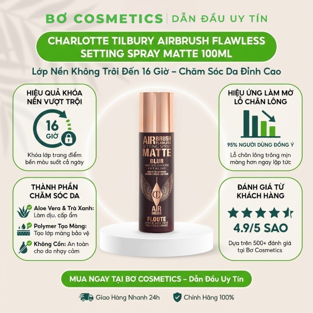 Xịt Khóa Nền Charlotte Tilbury Airbrush Flawless Setting Spray Matte 100ml