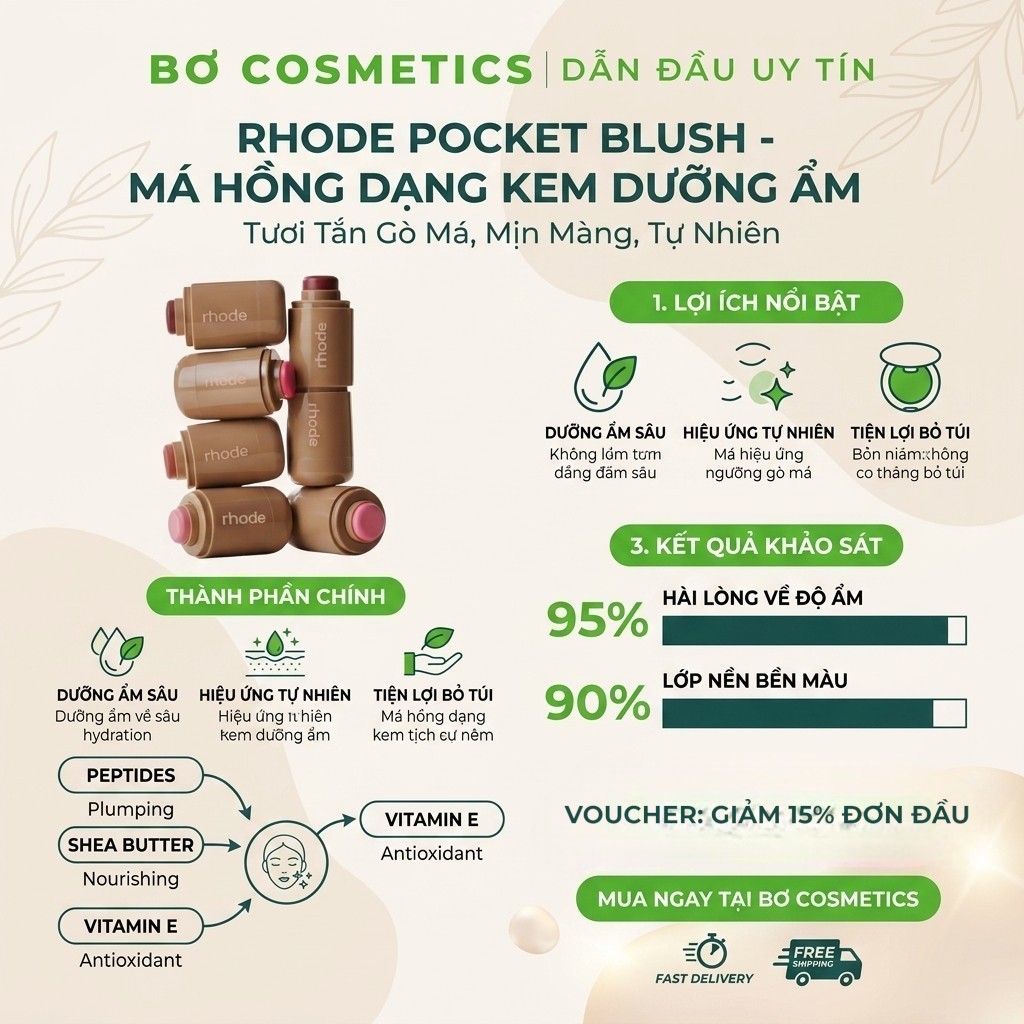 Má Hồng Dạng Kem Dưỡng Ẩm Rhode Pocket Blush
