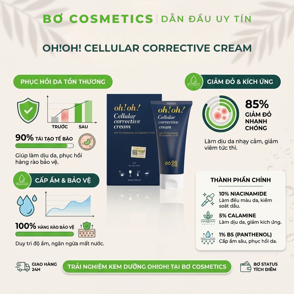 Kem Dưỡng Phục Hồi Da Tổn Thương Đa Năng oh!oh! Cellular Corrective Cream