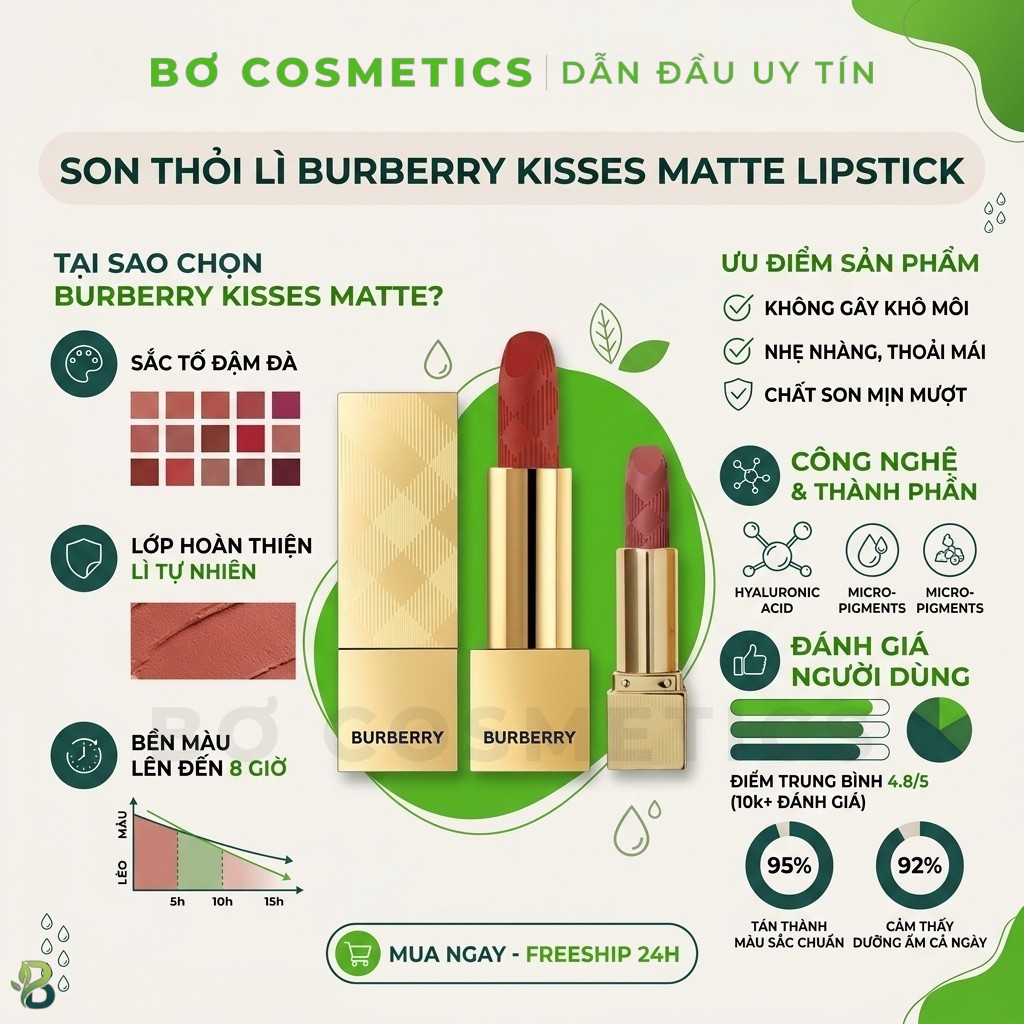 [Mini 1g] Son Lì Burberry Kisses Matte Lipstick - 93 Russet