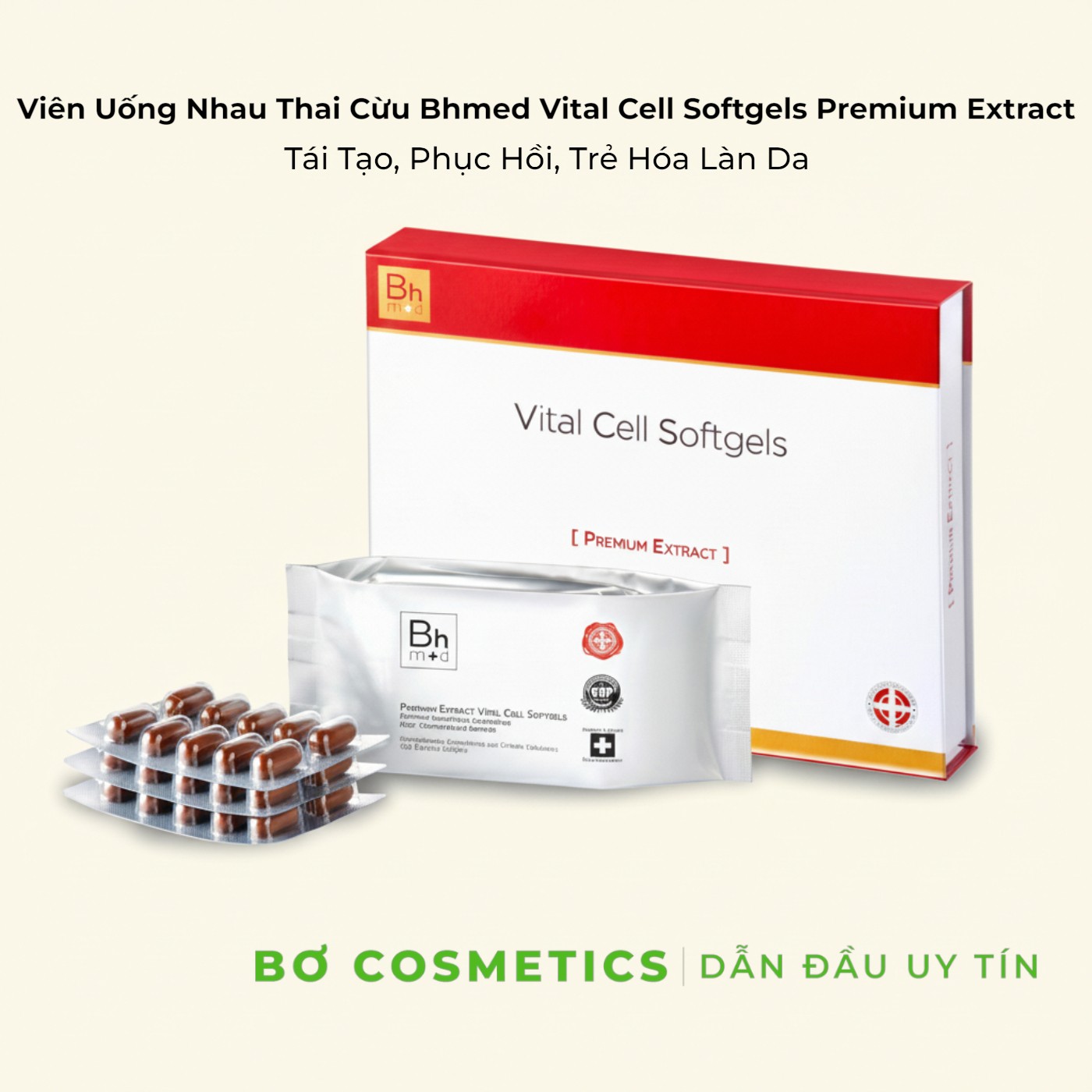 Viên Uống Nhau Thai Cừu Bhmed Vital Cell Softgels Premium Extract (Hộp 30 viên)