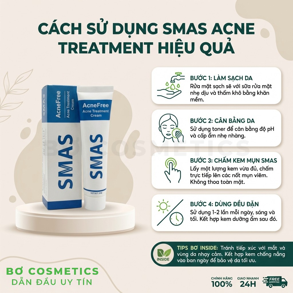 Kem Chấm Mụn Giảm Viêm, Ngừa Sẹo SMAS Acne Treatment Cream 25g