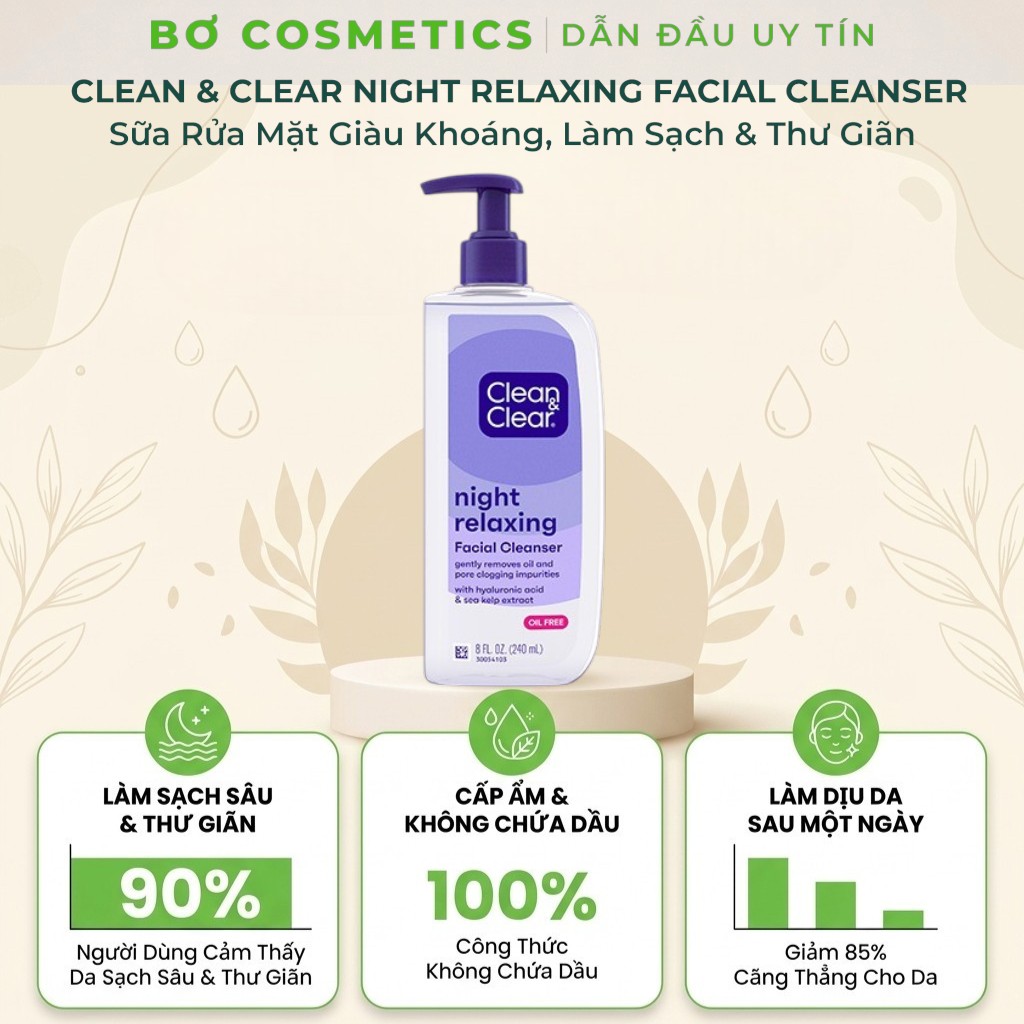 Sữa Rửa Mặt Clean & Clear Night Relaxing® Facial Cleanser