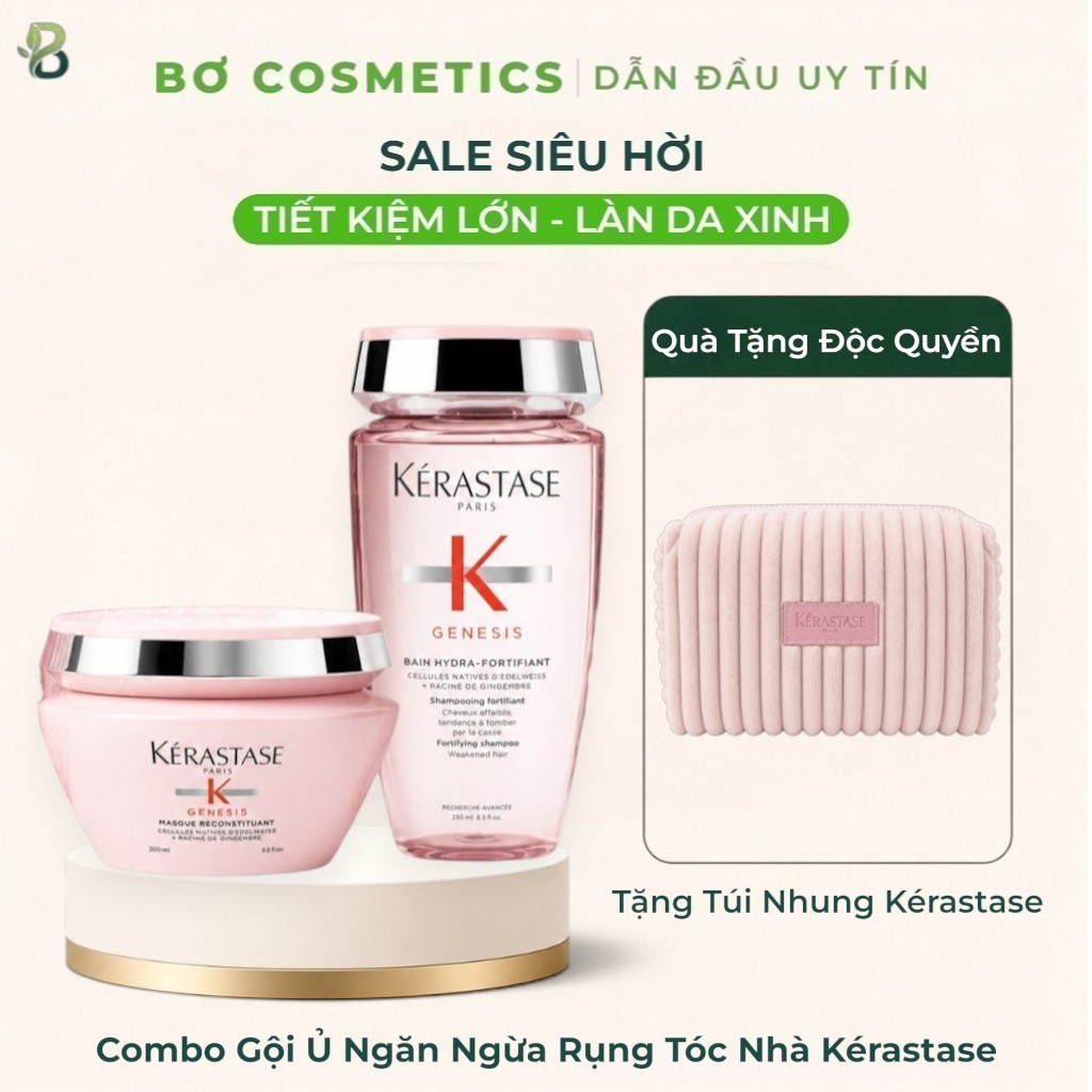 [Tặng Kèm Túi] Combo Dầu Gội Và Mặt Nạ Ủ Chăm Sóc Tóc Kérastase Genesis Bain Hydra-Fortifiant & Masque Reconstituant