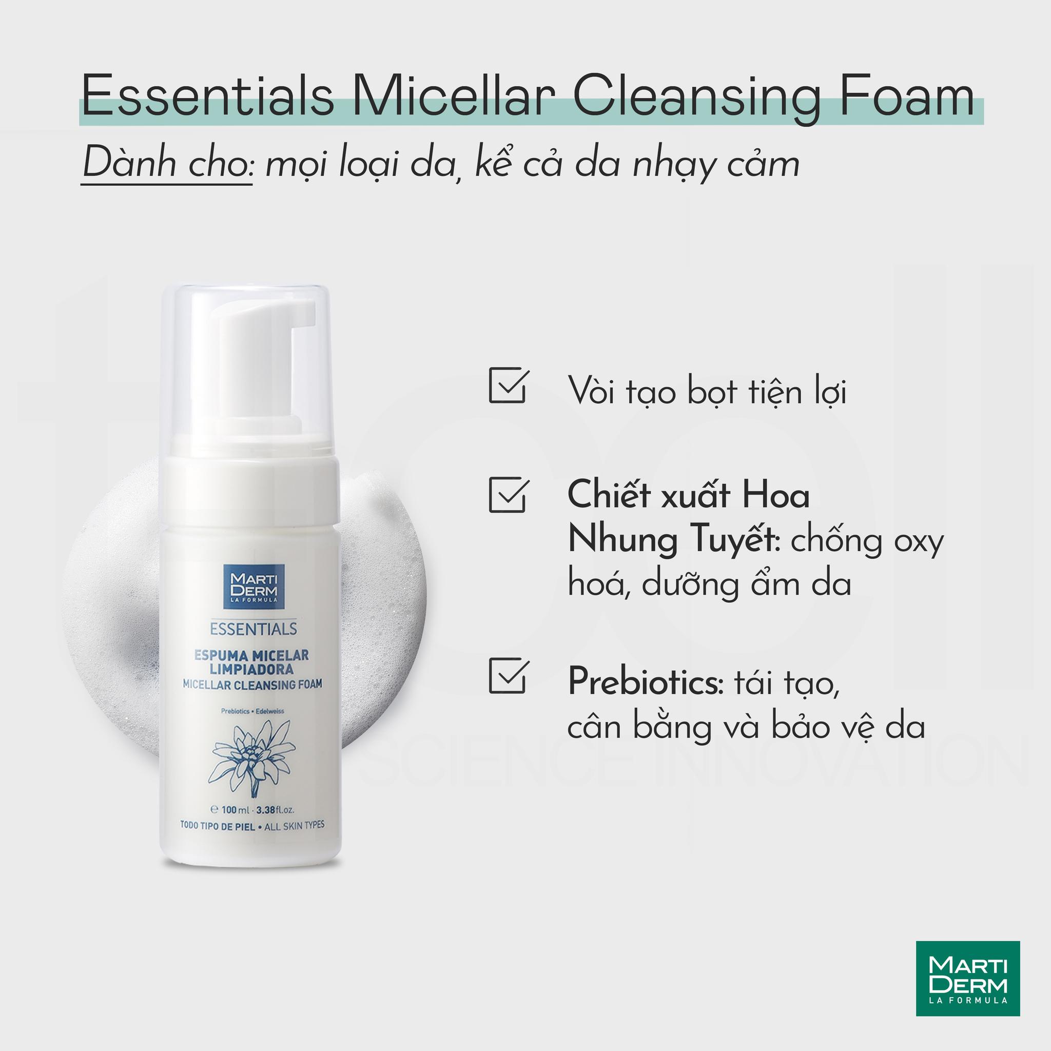 Martiderm Essentials Micellar Cleansing Foam - Sữa Rửa Mặt Dạng Bọt Dành Cho Mọi Loại Da