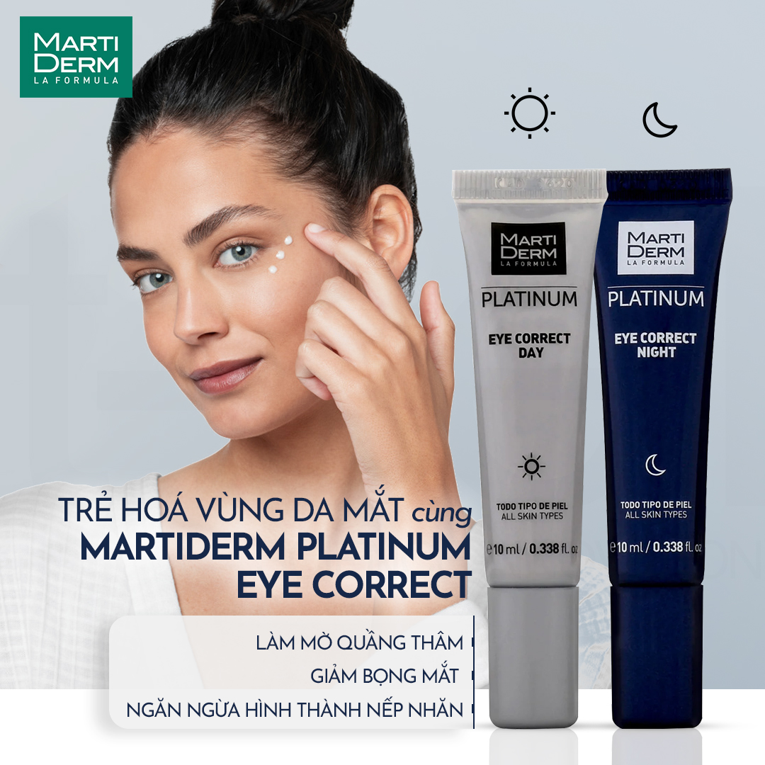 Kem Dưỡng Mắt Ngày & Đêm Giảm Bọng Mắt, Quầng Thâm MartiDerm Platinum Eye Correct