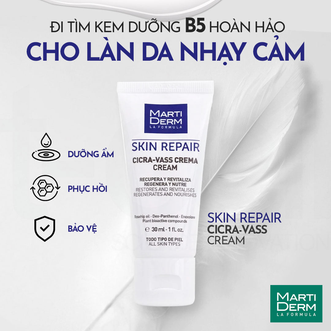 MartiDerm Skin Repair Cicra Vass Cream - Kem Dưỡng Tái Tạo & Phục Hồi Da Nhạy Cảm