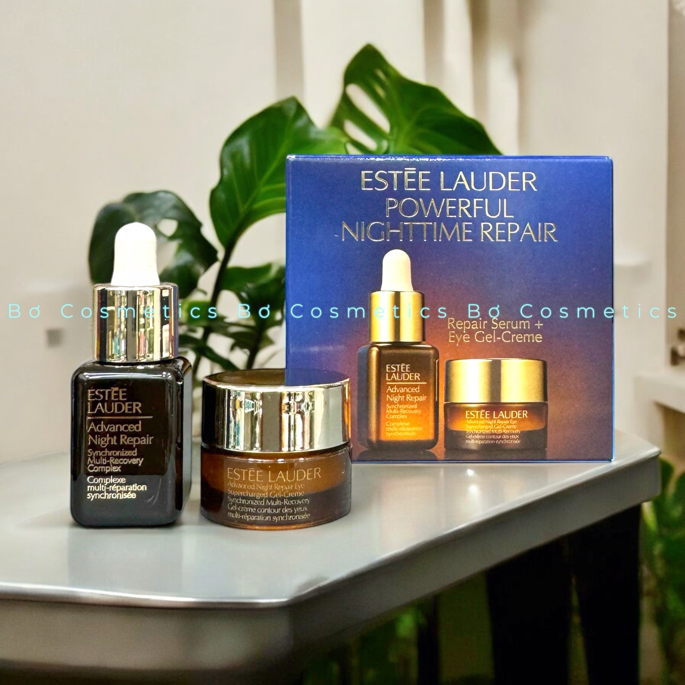Set Dưỡng Da Mini Estee Lauder Powerful Nighttime Repair (Repair Serum + Eye Gel-Creme)