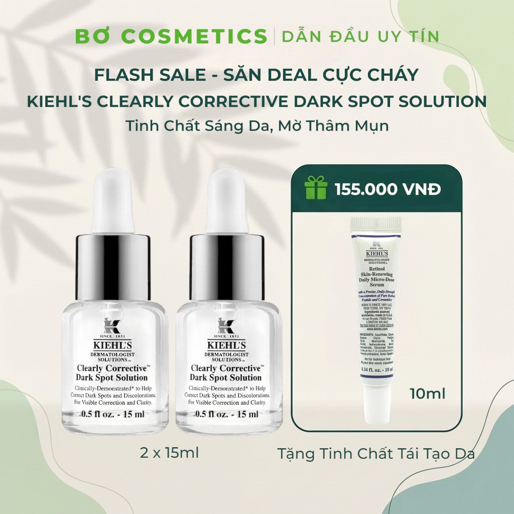 [2 x 15ml] Serum Sáng Da Mờ Thâm Kiehl's Clearly Corrective Dark Spot Solution