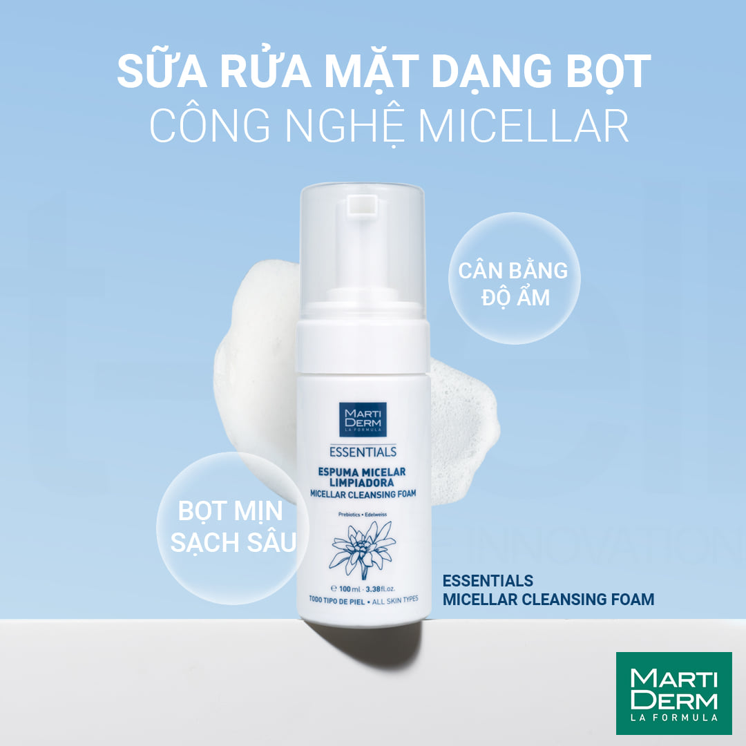 Martiderm Essentials Micellar Cleansing Foam - Sữa Rửa Mặt Dạng Bọt Dành Cho Mọi Loại Da
