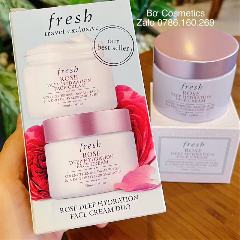 [Mini 7ml] Kem Dưỡng Ẩm Fresh Rose & Hyaluronic Acid Deep Hydration Moisturizer