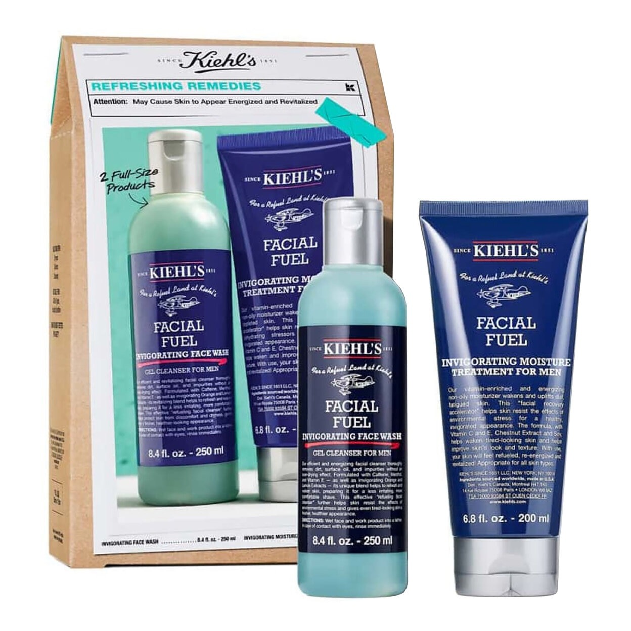 Set Làm Sạch & Dưỡng Ẩm Cho Nam Kiehl's Refreshing Remedies