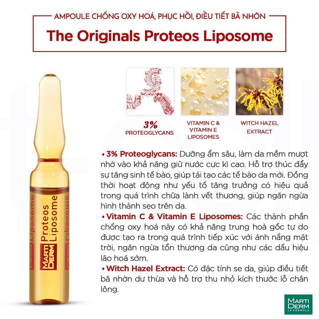 MartiDerm The Originals Proteos Liposome - Ampoule Chống Oxy Hoá, Phục Hồi, Điều Tiết Bã Nhờn
