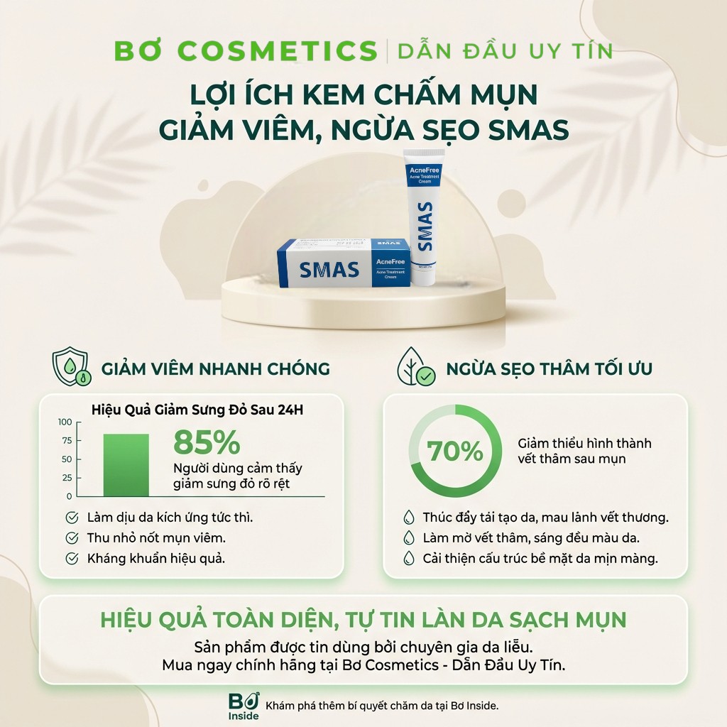 Kem Chấm Mụn Giảm Viêm, Ngừa Sẹo SMAS Acne Treatment Cream 25g