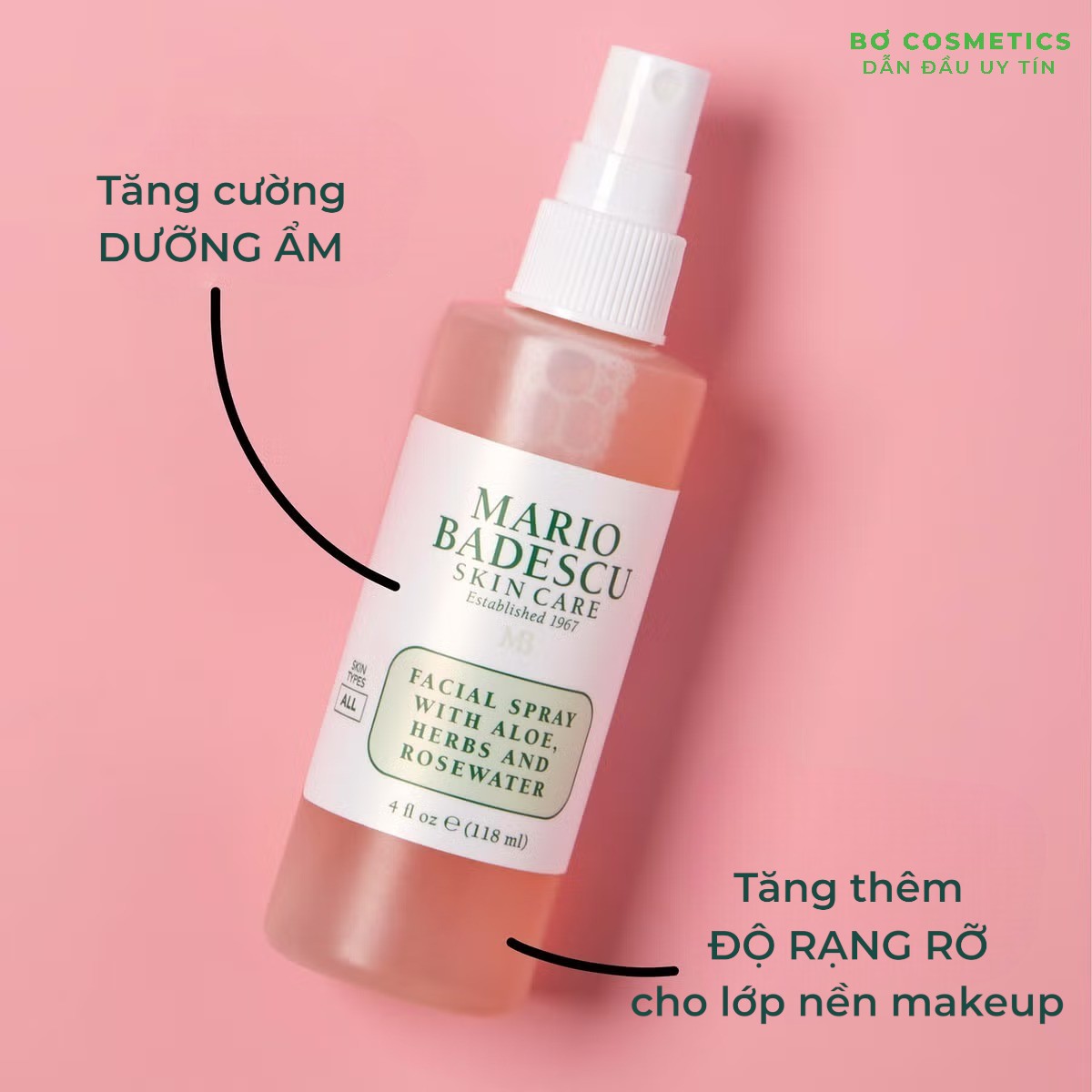 Xịt khoáng Mario Badescu Facial Spray With Aloe, Herbs And Rosewater 118ml