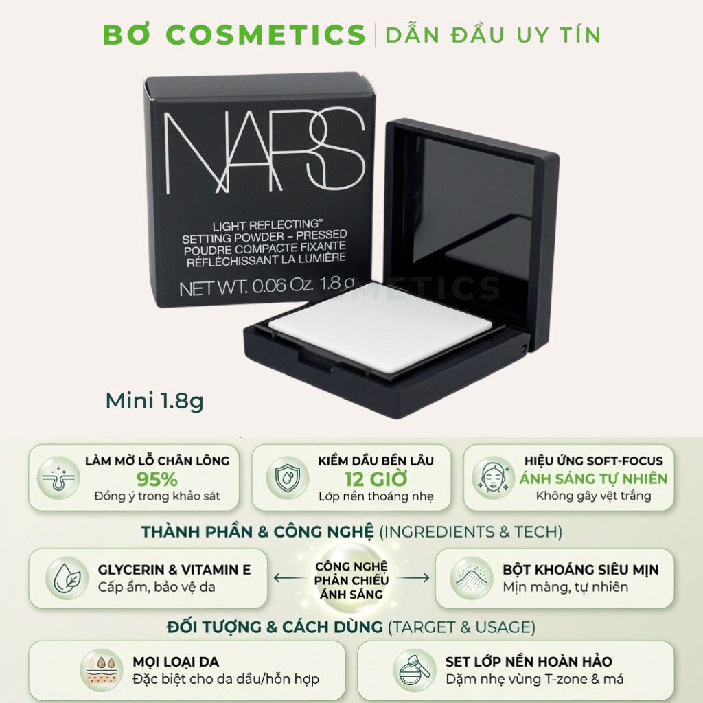 [Mini 1.8g] Phấn Phủ Dạng Nén Nars Light Reflecting Pressed Setting Powder - Crystal