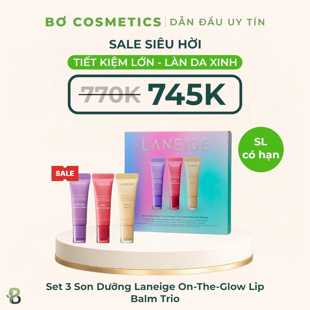 Set 3 Son Dưỡng Laneige On-The-Glow Lip Balm Trio