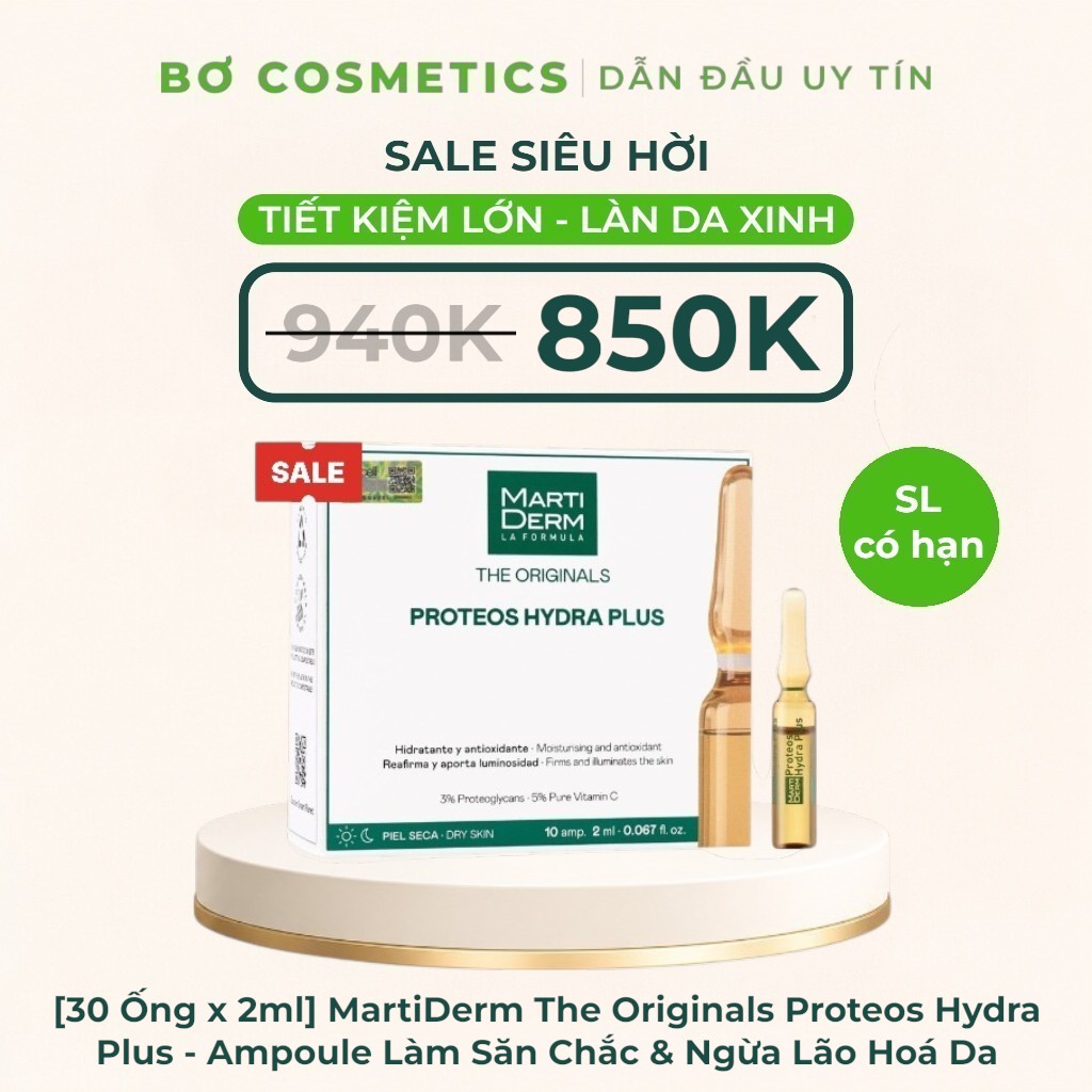 MartiDerm The Originals Proteos Hydra Plus - Ampoule Dưỡng Ẩm, Làm Săn Chắc & Ngừa Lão Hoá Da