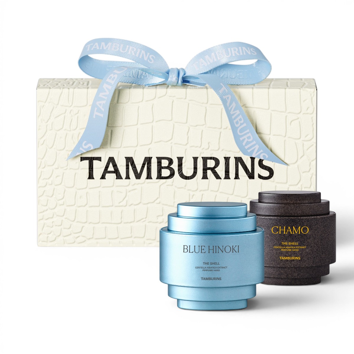 Set Kem Tay Tamburins Shell Perfume Hand Duo Set (Blue Hinoki & Chamo)