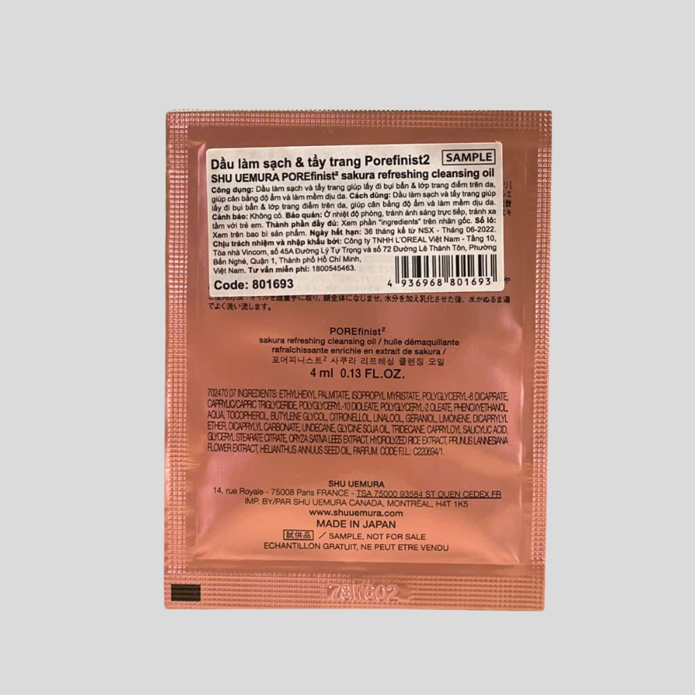 [Sample 4ml] Dầu Tẩy Trang Shu Uemura POREfinist2 Sakura Refreshing Cleansing Oil