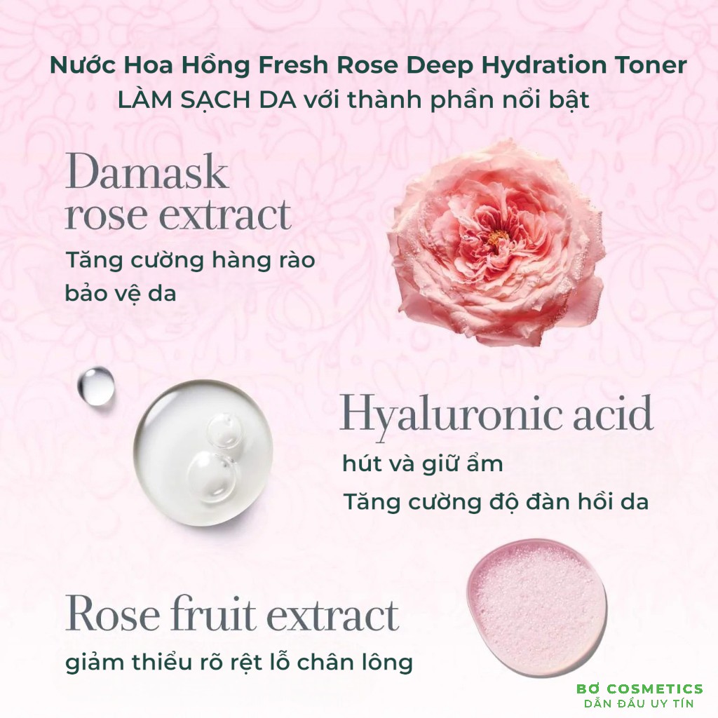 Nước Hoa Hồng Fresh Rose Deep Hydration Facial Toner 400ml