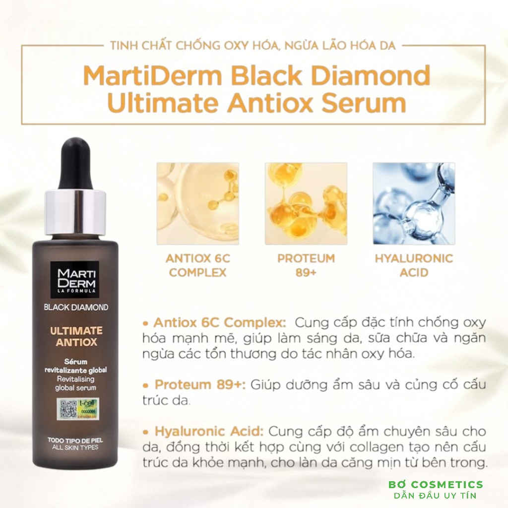 Tinh Chất Dưỡng Da Toàn Thân Chống Oxy Hóa - Martiderm Black Diamond Ultimate Antiox Revitalizing Global Serum 30ml
