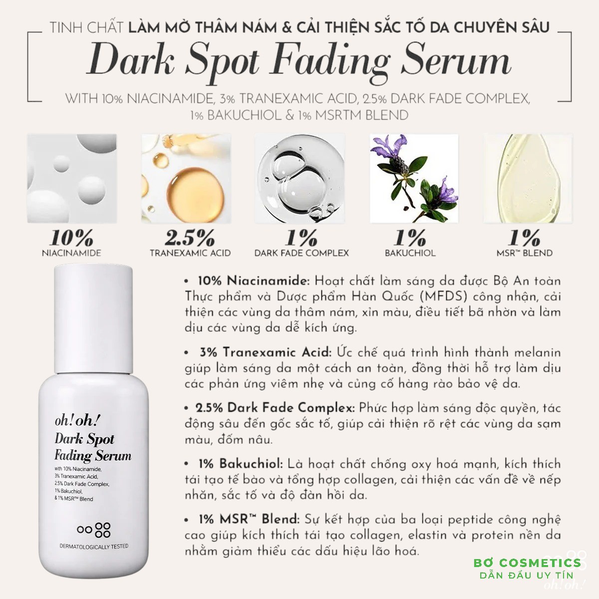 Tinh Chất Kiểm Soát Sắc Tố oh!oh! Dark Spot Fading Serum 30ml