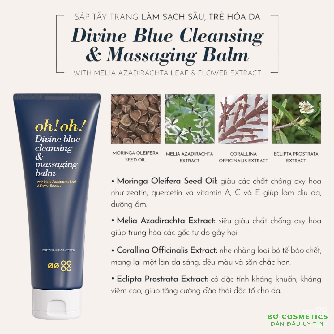 Sáp Tẩy Trang Oh!Oh! Divine Blue Cleansing & Massaging Balm - Làm Sạch Sâu, Trẻ Hóa Da