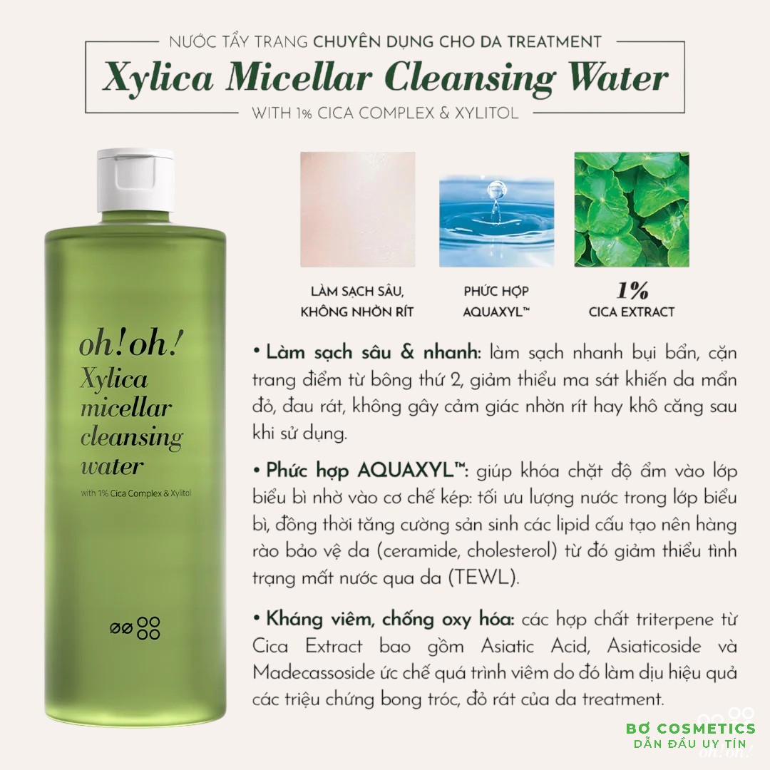Oh!Oh! Xylica Micellar Cleansing Water - Nước Tẩy Trang Chuyên Sâu Phục Hồi Màng Lipid