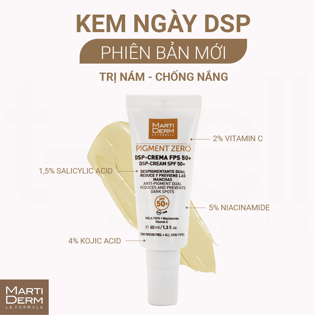 MartiDerm Pigment Zero DSP SPF50+ Cream - Kem Dưỡng Ngày Chống Nắng Làm Sáng Da, Mờ Sắc Tố