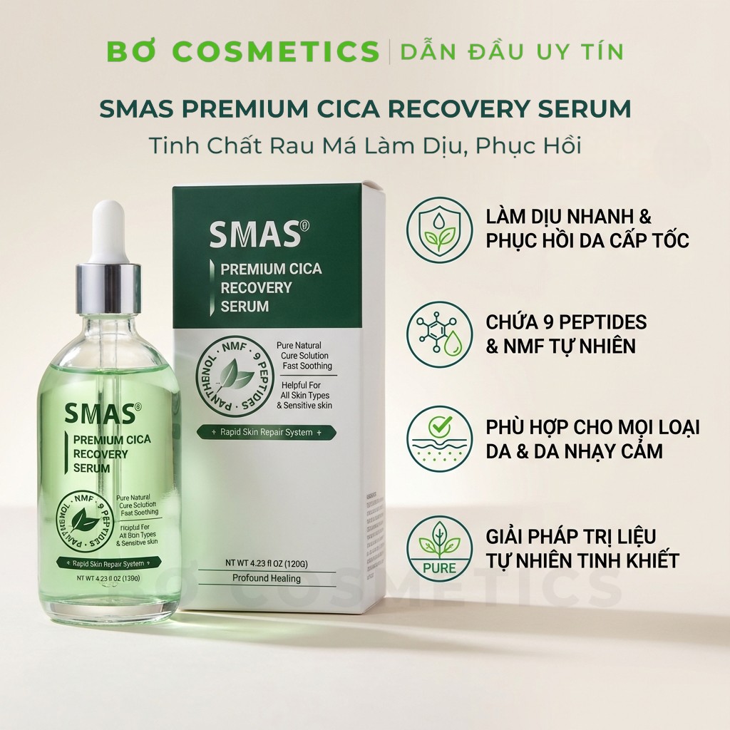 Tinh Chất Phục Hồi Da SMAS Premium Cica Recovery Serum 120g