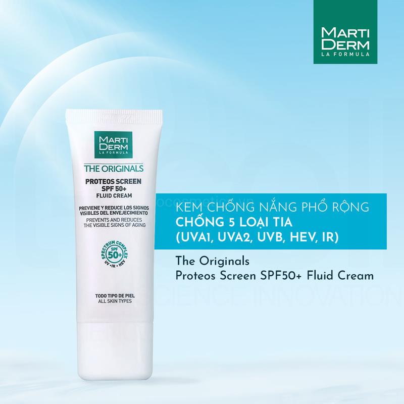 Kem Chống Nắng Phổ Rộng Bảo Vệ Toàn Diện Martiderm The Originals Proteos Screen SPF50+ 40ml