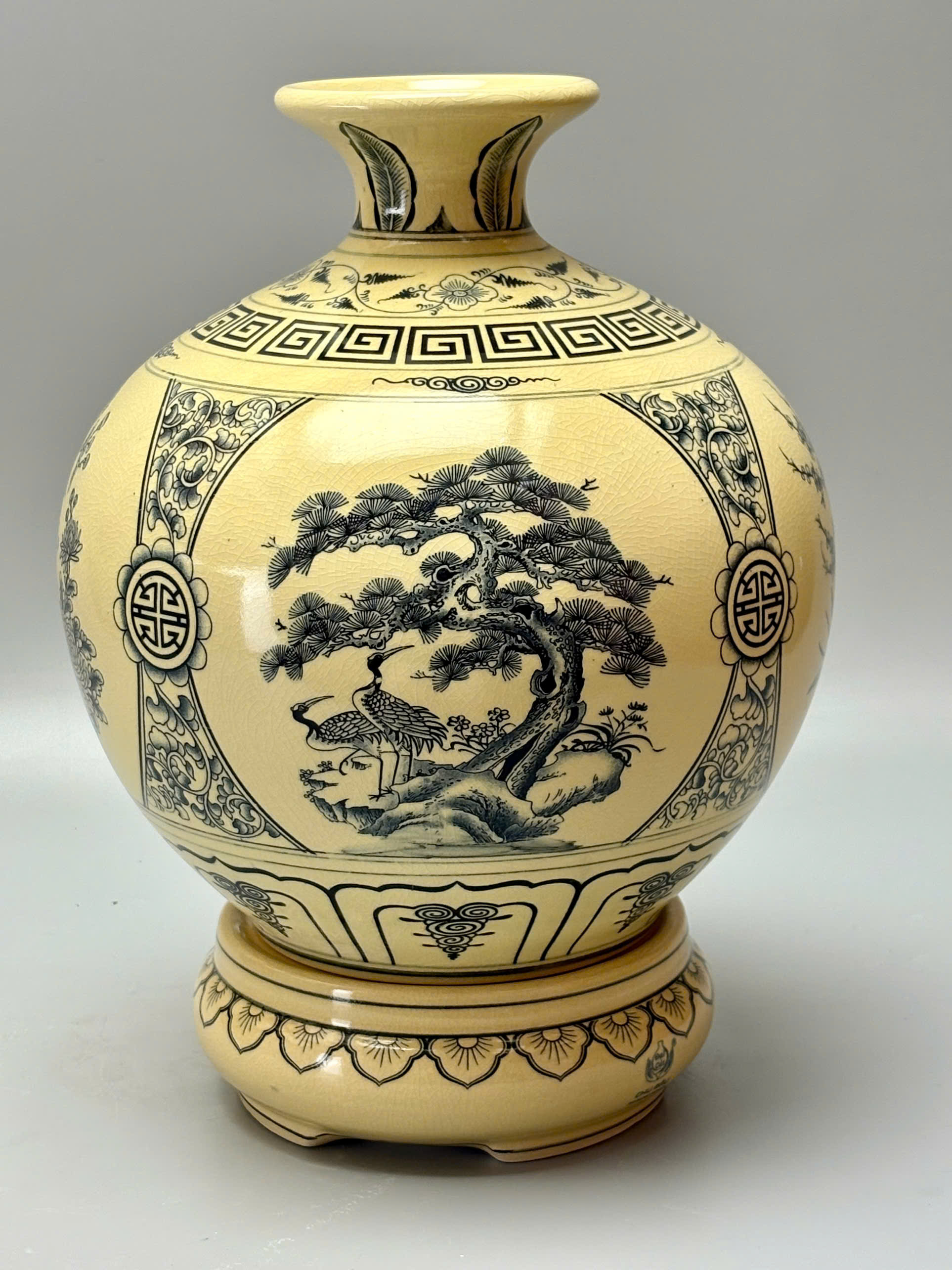 Bình hút lộc chữ Phúc H30 gốm chu đậu truyền thống