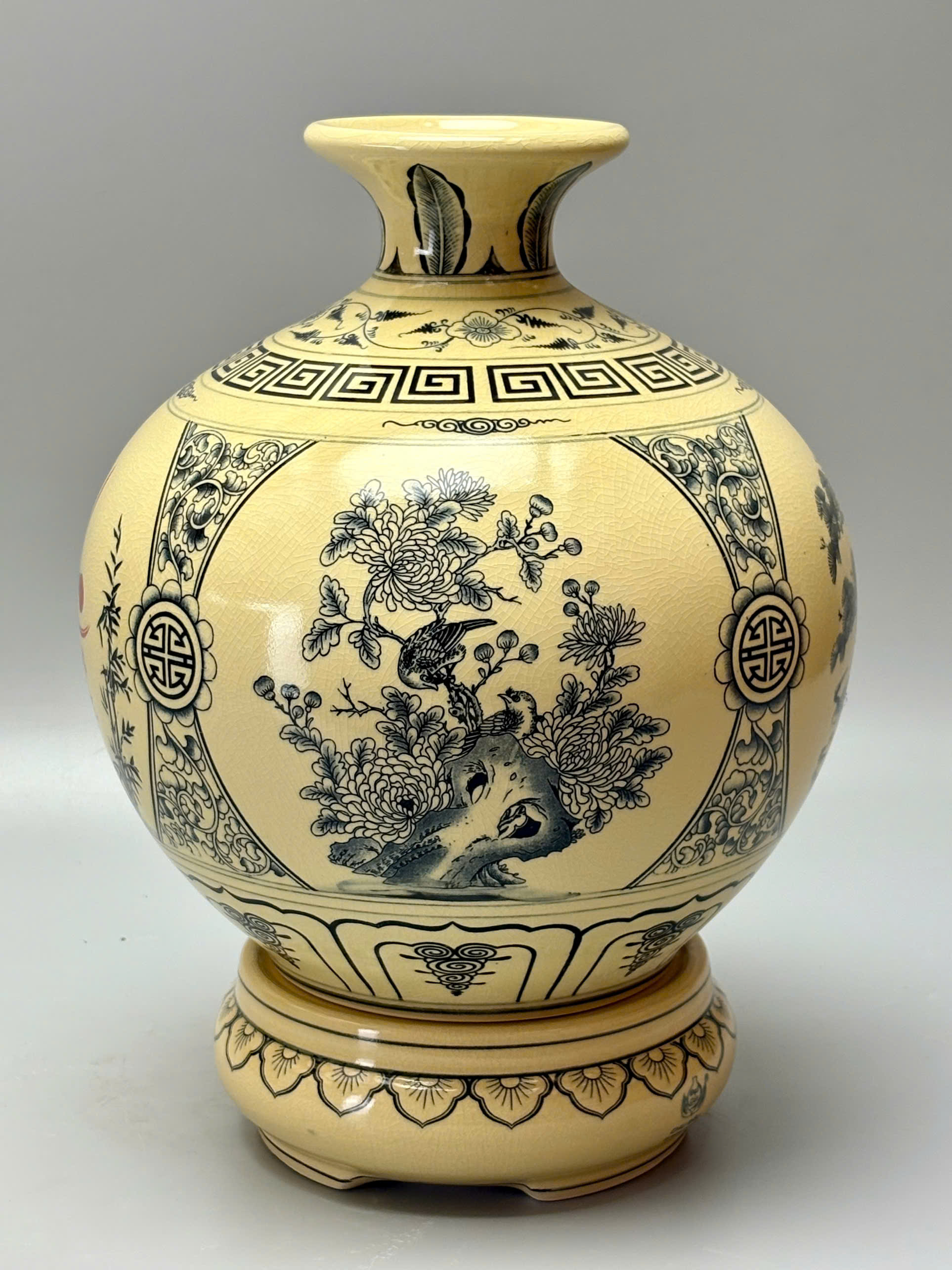 Bình hút lộc chữ Phúc H30 gốm chu đậu truyền thống