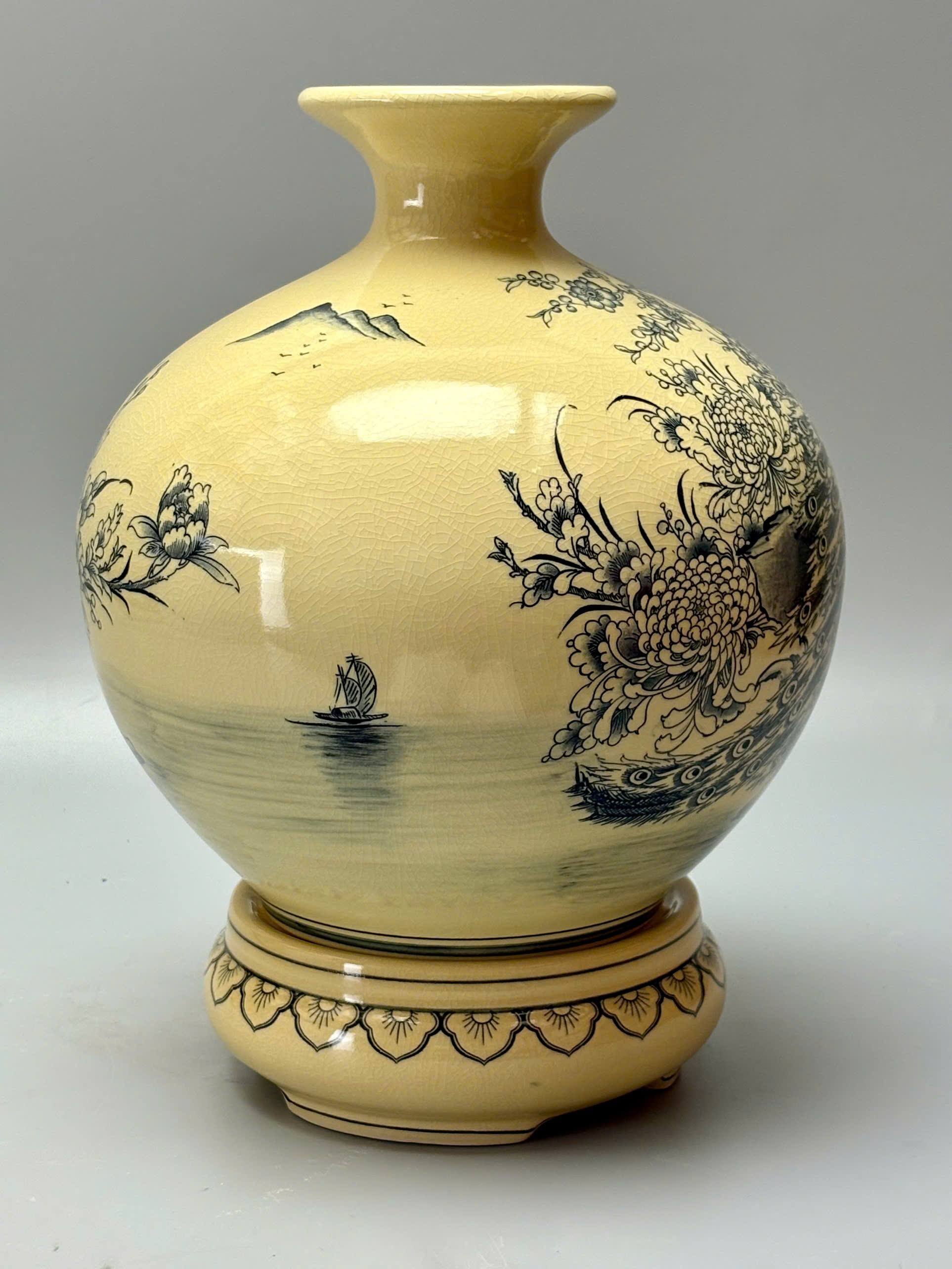 Bình hút lộc công đào truyền thống H30 gốm chu đậu