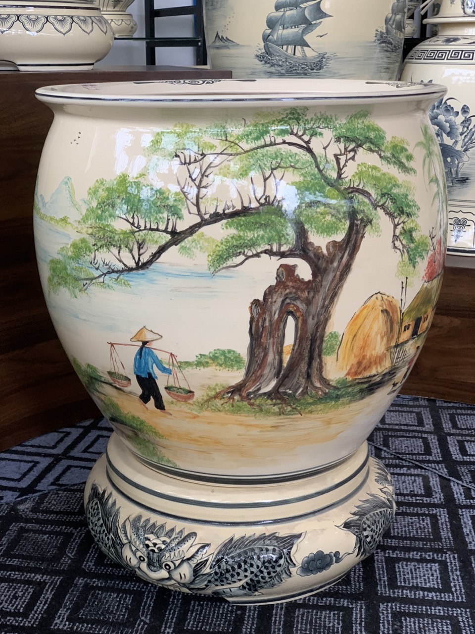 Thống cảnh làng quê cao 45cm gốm Chu Đậu truyền thống