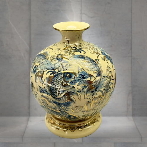 Gốm Đắp Nổi Vẽ Vàng