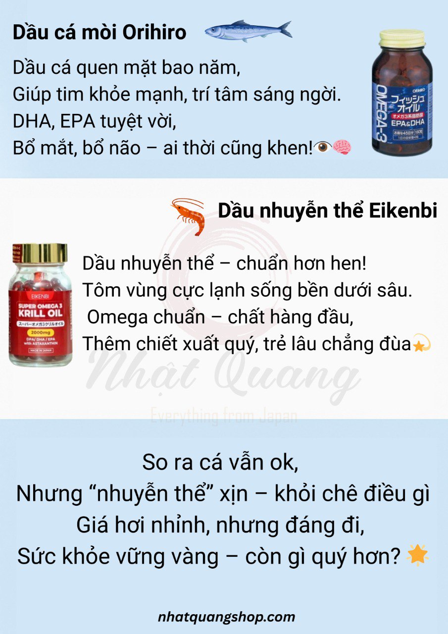 So sánh dầu nhuyễn thể và dầu cá 