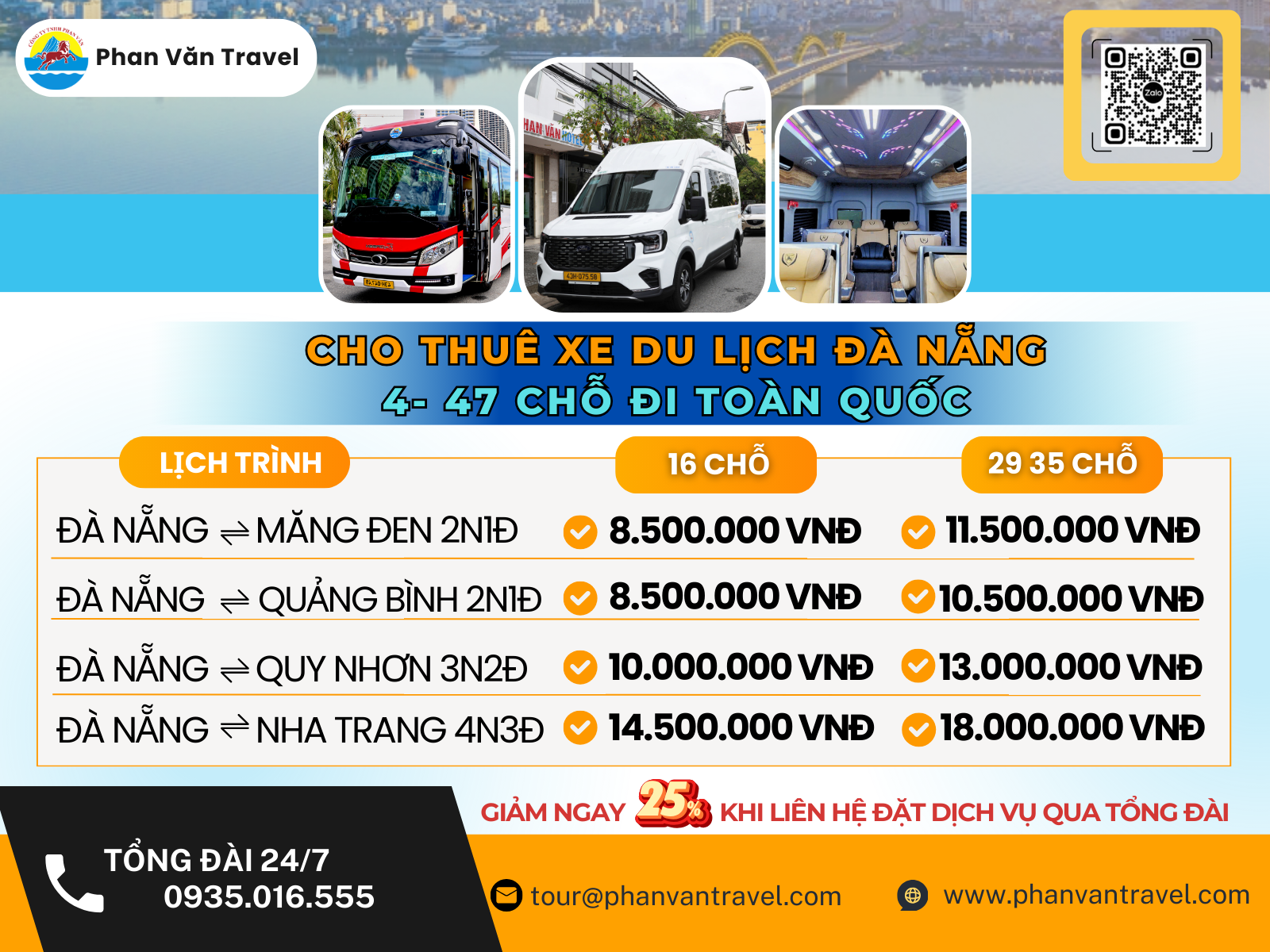 Bảng Giá Cho Thuê Xe Du Lịch Đà Nẵng