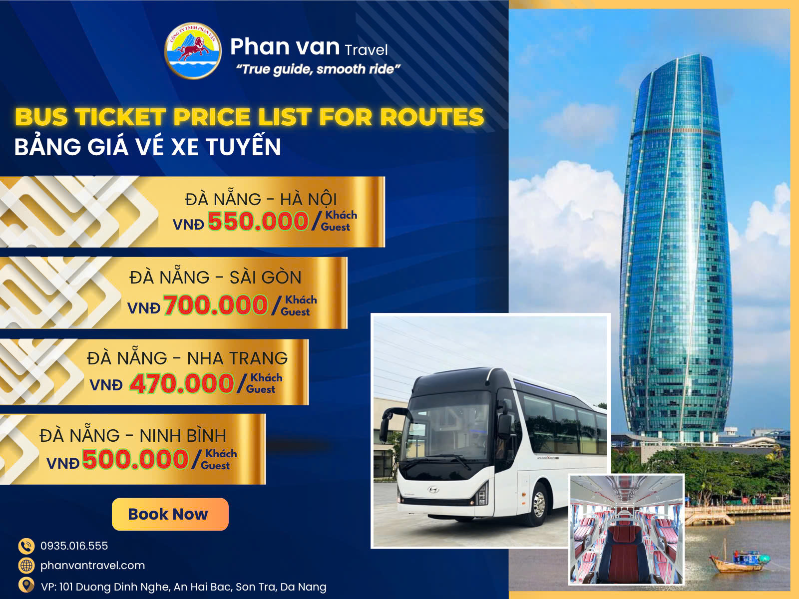Bảng giá vé xe tuyến Phan Văn Travel