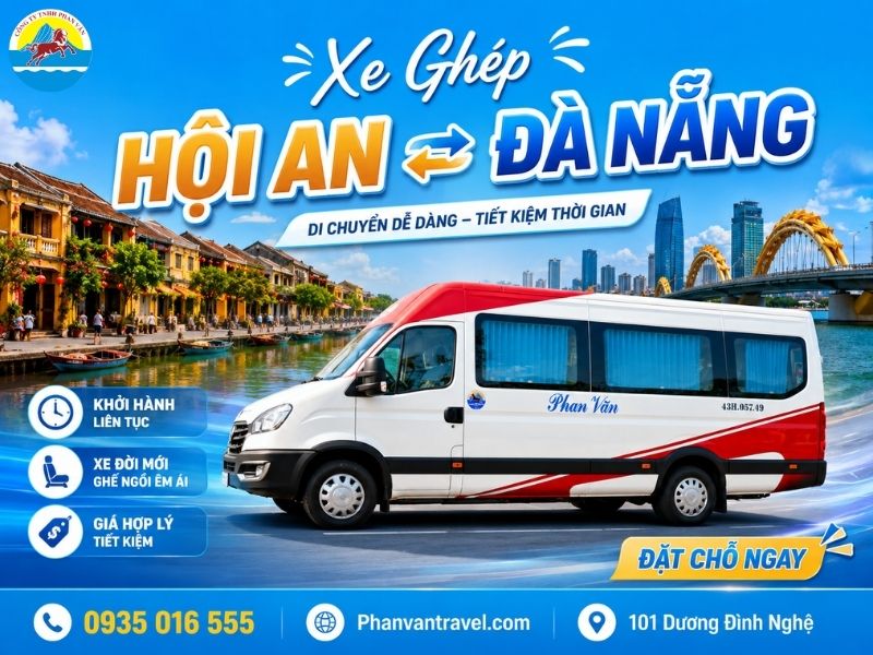 Xe Ghép Hội An Đà Nẵng 2026 - Giá Rẻ, Đón Tại Khách Sạn