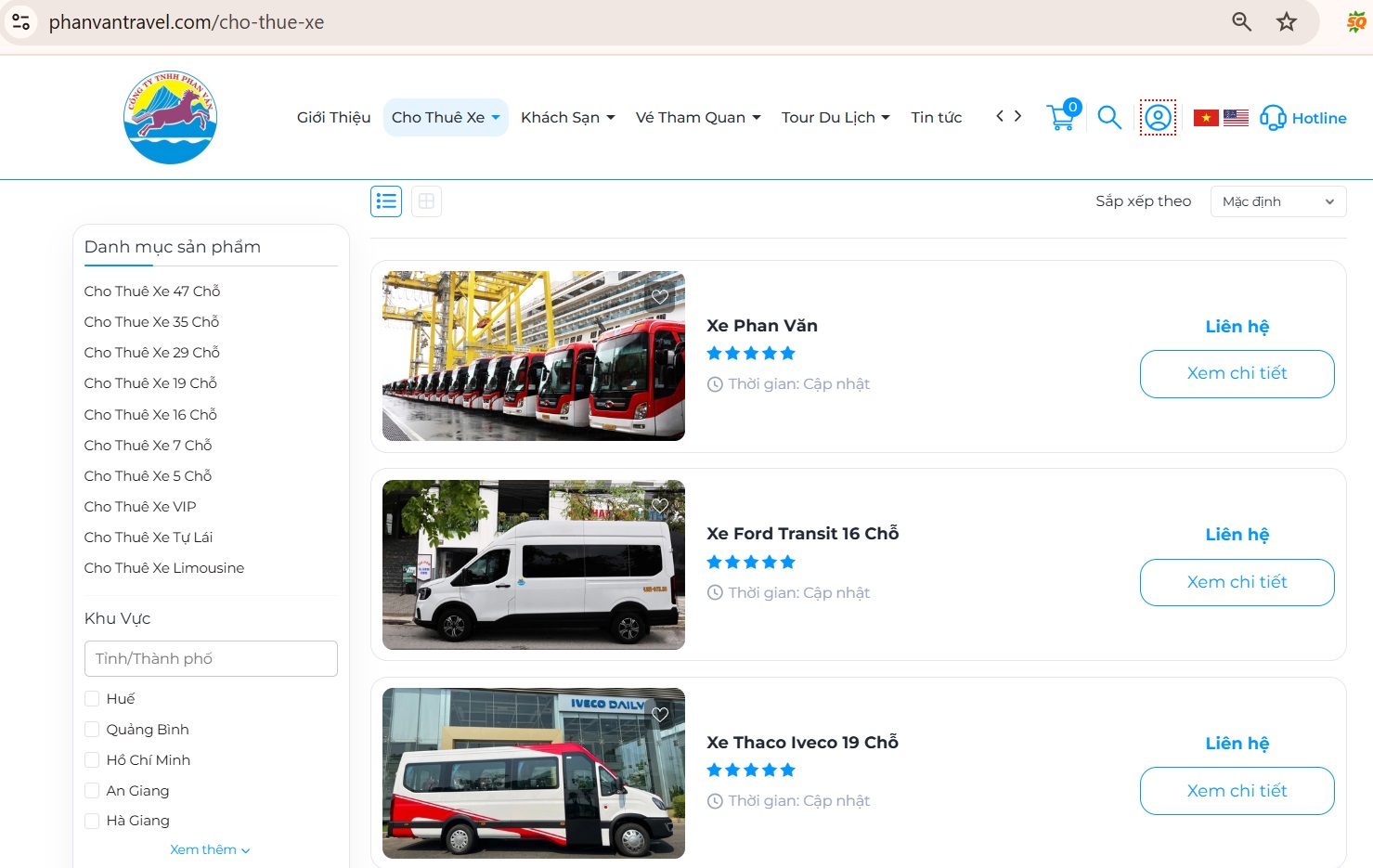 Thuê xe trên hệ thống website