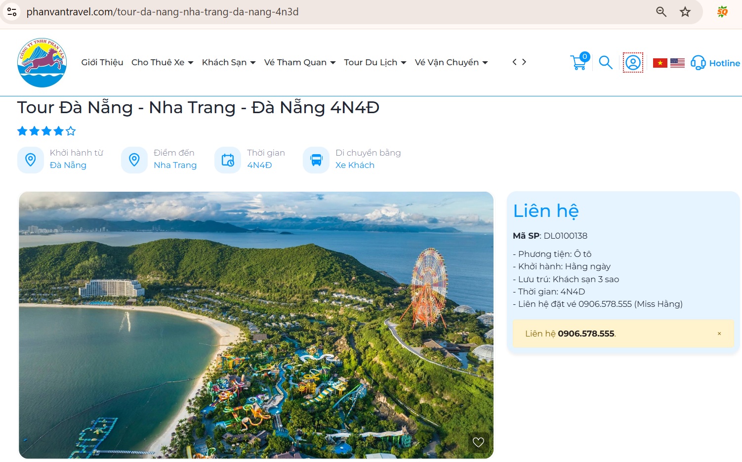 Đặt tour du lịch trực tiếp trên trang web