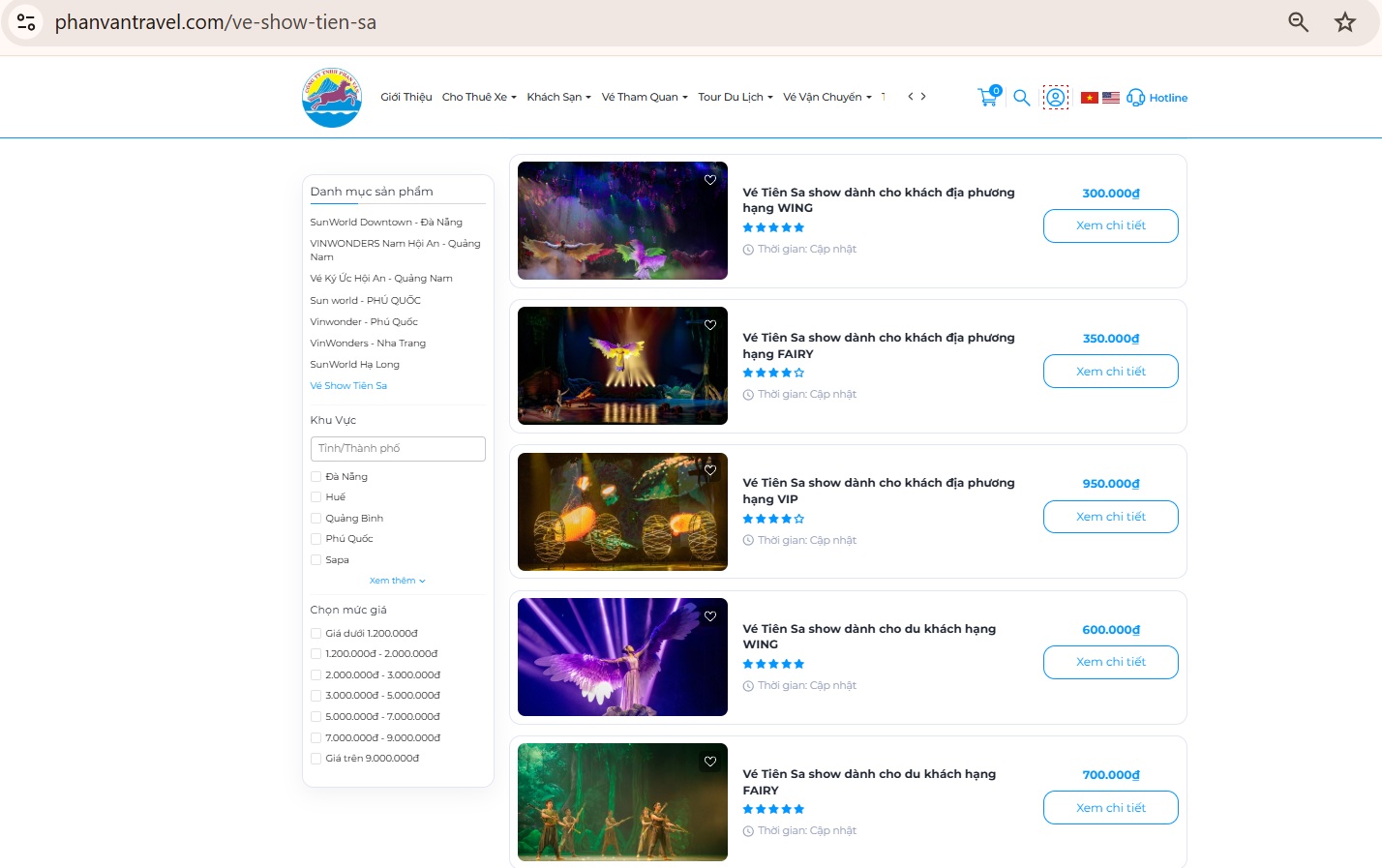 Đặt vé Show Tiên Sa Đà Nẵng tại Phan Văn